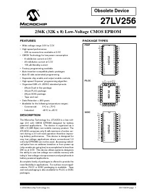 27C256-30 Datasheet PDF Microchip Technology
