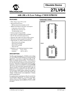 27LV64-30 Datasheet PDF Microchip Technology