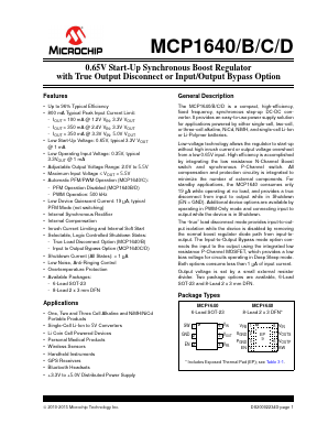 MCP1640 Datasheet PDF Microchip Technology