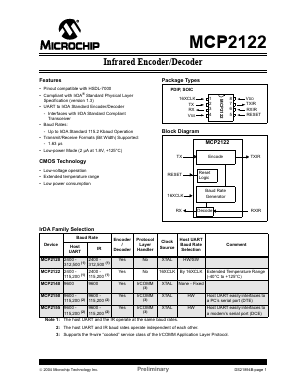 MCP2122-EPG Datasheet PDF Microchip Technology