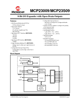 MCP23009T-ESO Datasheet PDF Microchip Technology