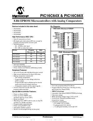 PIC16C661-10/JW Datasheet PDF Microchip Technology
