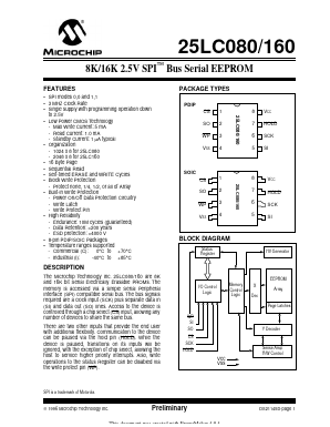 25LC080/PNNN Datasheet PDF Microchip Technology
