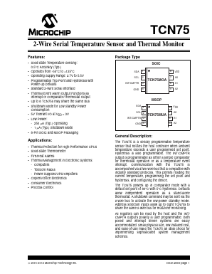 TCN75MUA Datasheet PDF Microchip Technology
