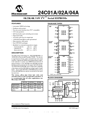24C01A-/SL Datasheet PDF Microchip Technology