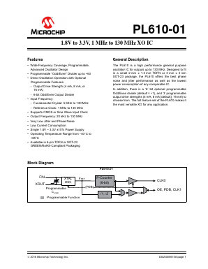 PL610-01-XXXTC Datasheet PDF Microchip Technology