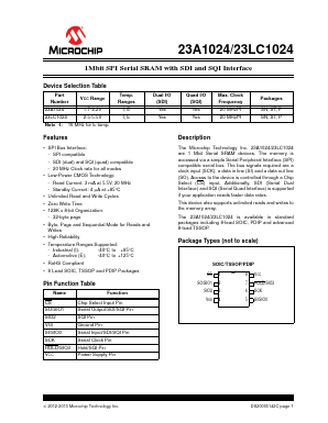23A1024-I/P Datasheet PDF Microchip Technology