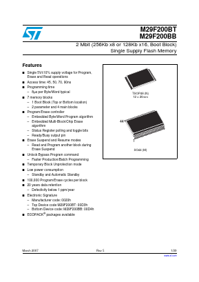 M29F200BB90M6 Datasheet PDF Micron Technology