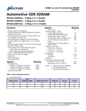 MT48LC16M8A2FB-75LAIT Datasheet PDF Micron Technology