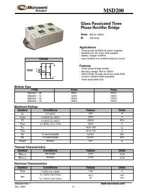 MSD200-16 Datasheet PDF Microsemi Corporation