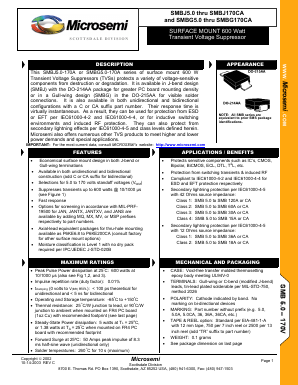 SMBG20 Datasheet PDF Microsemi Corporation