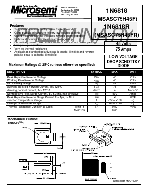1N6818 Datasheet PDF Microsemi Corporation
