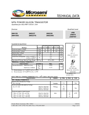 2N5237 Datasheet PDF Microsemi Corporation