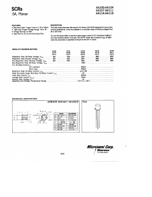 AA114 Datasheet PDF Microsemi Corporation