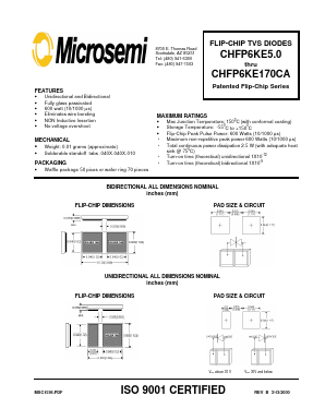 CHFP6KE58 Datasheet PDF Microsemi Corporation