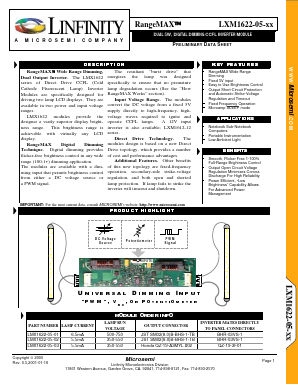LMX1622-05-01 Datasheet PDF Microsemi Corporation