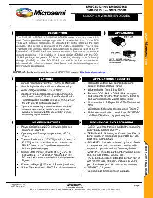 SMBJ5913E3/TR13 Datasheet PDF Microsemi Corporation