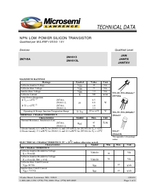 2N1613JANTX Datasheet PDF Microsemi Corporation