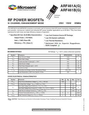 ARF461AG Datasheet PDF Microsemi Corporation