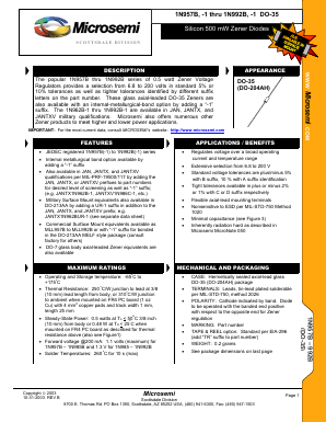 JANTX1N980A Datasheet PDF Microsemi Corporation