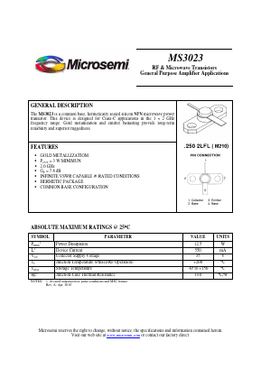 MS3023 Datasheet PDF Microsemi Corporation