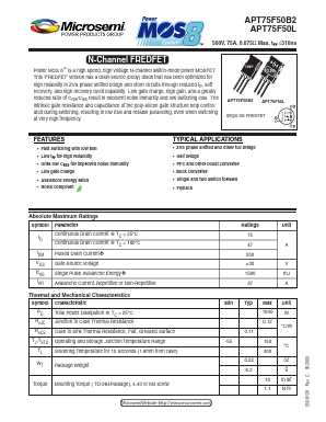 APT75F50L Datasheet PDF Microsemi Corporation