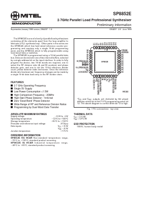 SP8852E Datasheet PDF Mitel Networks