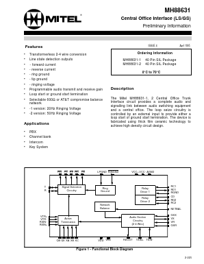 MH88631 Datasheet PDF Mitel Networks