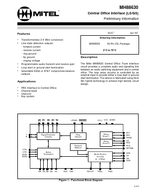 MH88630 Datasheet PDF Mitel Networks