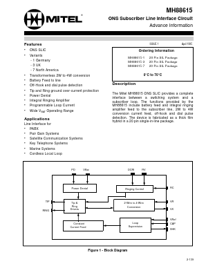 MH88615-1 Datasheet PDF Mitel Networks
