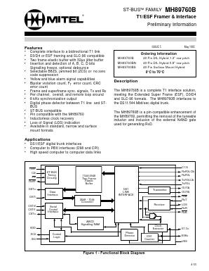 MT89760BS Datasheet PDF Mitel Networks