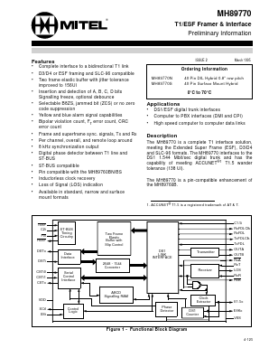 MH89770S Datasheet PDF Mitel Networks