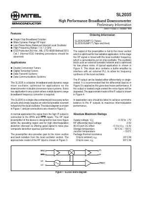 SL2035 Datasheet PDF Mitel Networks