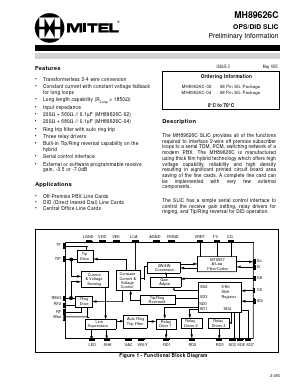 MH89626C-04 Datasheet PDF Mitel Networks