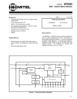 MT9080AP Datasheet PDF Mitel Networks