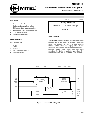 MH88610 Datasheet PDF Mitel Networks