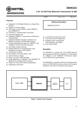 NWK933CG Datasheet PDF Mitel Networks