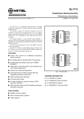 SL1711/KG Datasheet PDF Mitel Networks