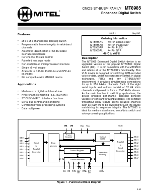 MT8985AC Datasheet PDF Mitel Networks