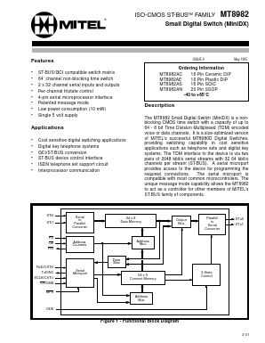 MT8982AC Datasheet PDF Mitel Networks