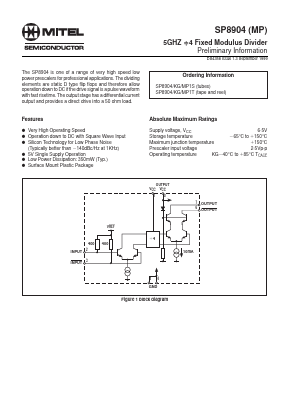 SP8904KGMP1T Datasheet PDF Mitel Networks