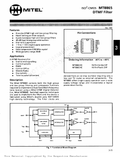 MT8865XE Datasheet PDF Mitel Networks