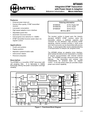 MT8885AE Datasheet PDF Mitel Networks