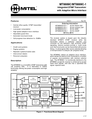 MT8889C Datasheet PDF Mitel Networks