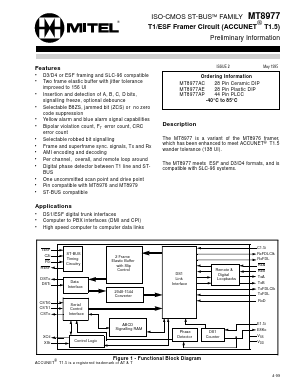 MT8977AC Datasheet PDF Mitel Networks