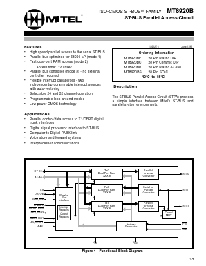 MT8920BC Datasheet PDF Mitel Networks