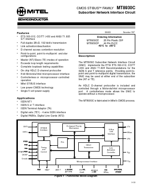 MT8930CE Datasheet PDF Mitel Networks