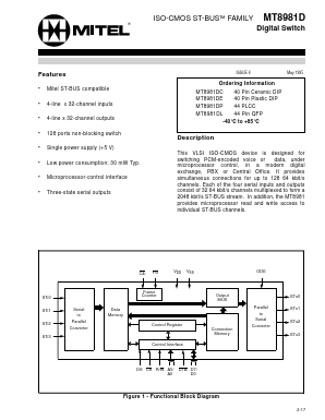 MT8981DP Datasheet PDF Mitel Networks