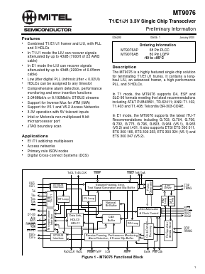 MT9076AB Datasheet PDF Mitel Networks