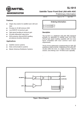 SL1914AMP1T Datasheet PDF Mitel Networks